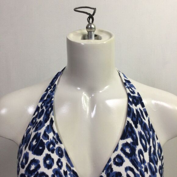 Calme Womens Tiger String Bikini Top Animal Print Stretch Blue White Size S NWT - Picture 4 of 15